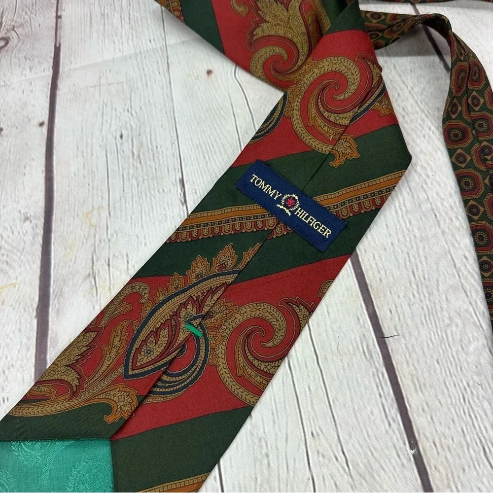 tommy hilfiger silk tie deep rich jewel colors preppy business office